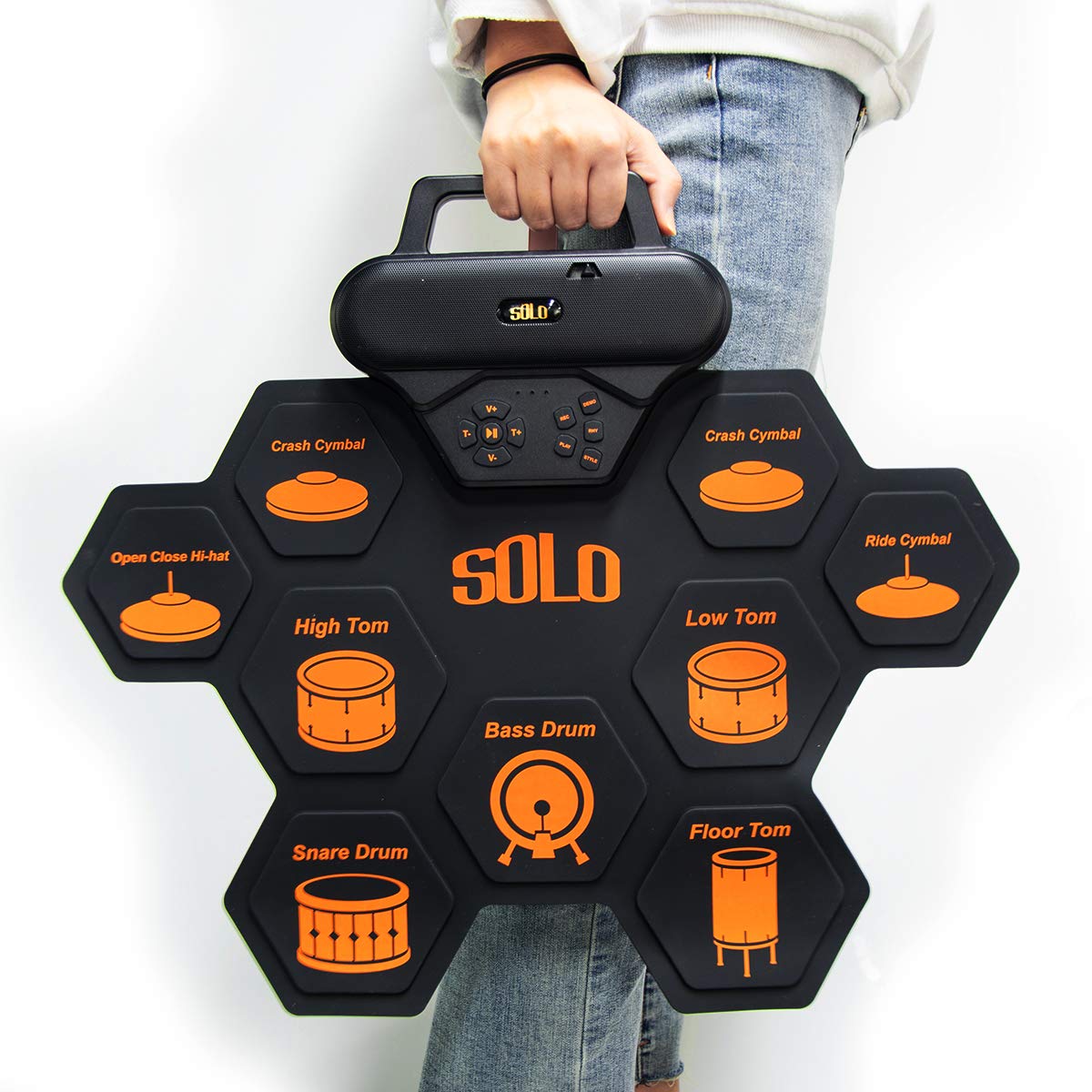Set batteria elettronica roll up drum pad pratica ricaricabile integrato in  altoparlanti da 3 W/cuffie/pedali batteria/bacchette/regalo di compleanno  per bambini Batterie e percussioni urban-earth.co.uk