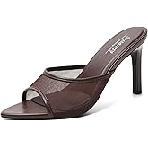 Susanny Women's Sandals Heels Mule High Heels Pointed Open Toe Sandals Sexy Slip on Heeled Summer Casual Wedding Prom Party Comfortable Dressy Shoes