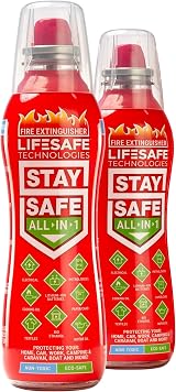 LifeSafe Technologies StaySafe All-in-1 Fire Extinguisher Home Car Kitchen UK