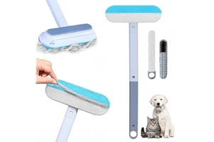YoPoLL Pet Hair Remover 4 in 1- Reusable Long Handle Dog Hair Remover Brush, Washable Lint Cleaner for Dog and Cat Hair, Gentle on Furniture, Multifunctional Hair Removal Brush, 2 Pcs Carpet Scraper