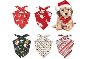 Christmas Dog Bandana 5 Pieces Triangle Dog Kerchief for Small to Medium Dog