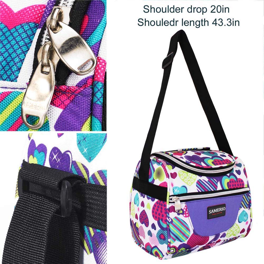 Lunch Bags For Women, Adult Lunch Box For Work Men/Women /Kids with Adjustable Strap and Zip Closure Travel Lunch Tote, Front Pocket (purple)