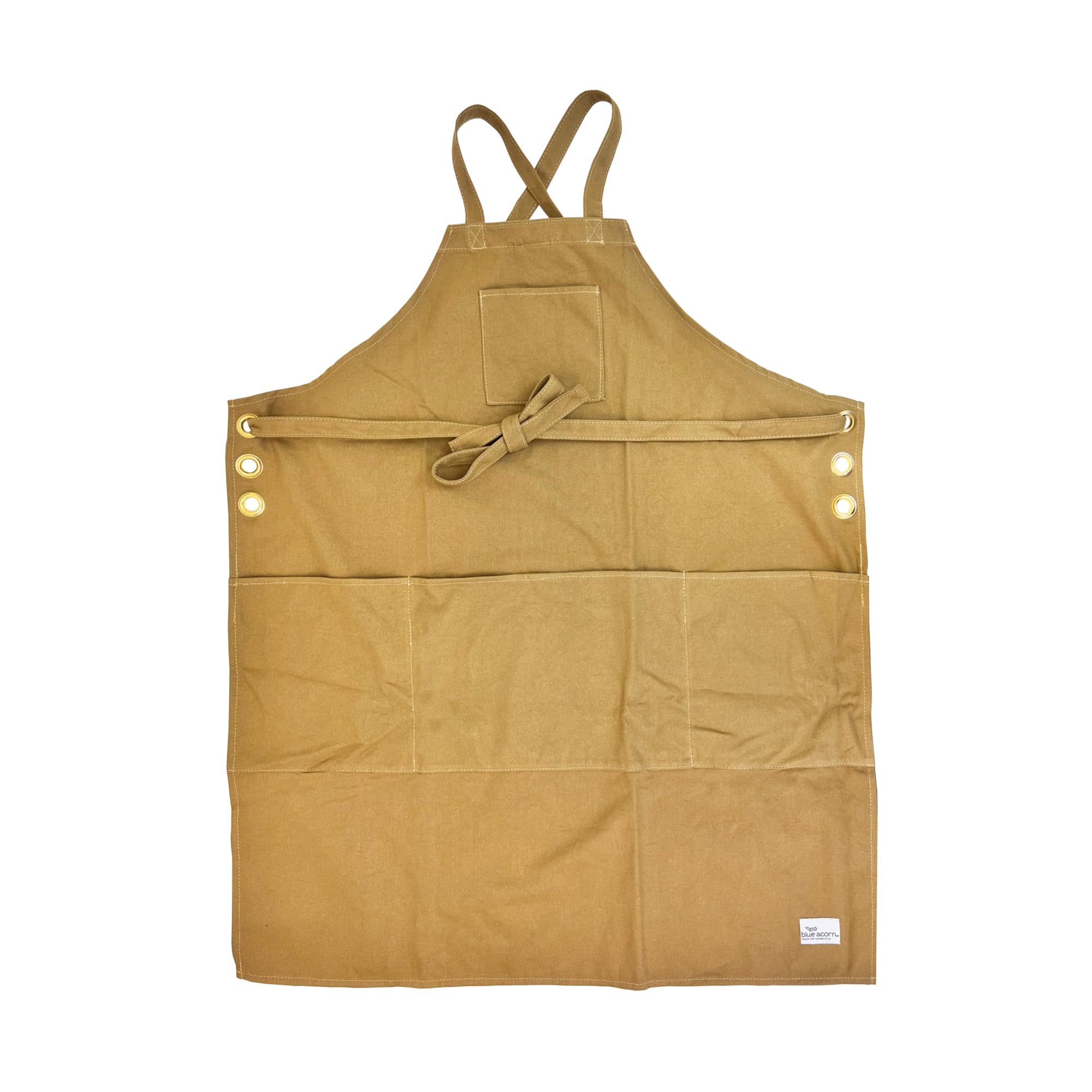 BLUE ACORN - 10oz Orthopedic Canvas Apron - Sand - 100% Cotton Unisex Apron featuring Adjustable Strap & Pockets - For Painting, Pottery and Ceramics - Universal Sizing