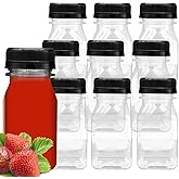 Auvotuis 10 PCS 4 oz Plastic Juice Bottles Empty Clear Milk Bottles with Lids, Beverage Containers for Juice, Milk and Other Drink