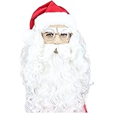 LeMarnia Santa Claus Beard and White Wig Santa Claus Classic White Beard and Hat Set for Christmas Party Cosplay Costume