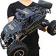 Mukola Large Scale RC Car 1:12 Off Road Monster Truck Crawler with Head Lights, 4WD All Terrains Remote Control Car Vehicle with Two Rechargeable Batteries for Kids Adults