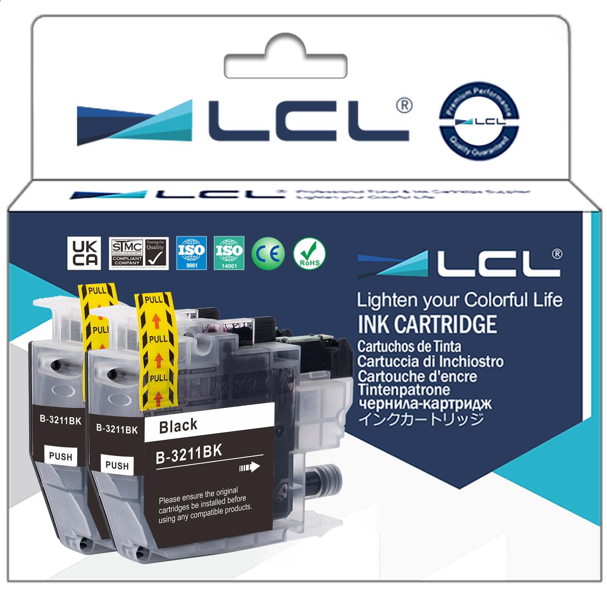 LCL LC-3213 LC3213 XL LC3211 Ink Cartridge Replacement for Brother LC-3211 LC3211 LC-3211BK LC3211BK for DCP-J770 DCP-J772DW DCP-J774DW MFC-J890DW MFC-J895 MFC-J497DW DCP-J572DW (2 Black)
