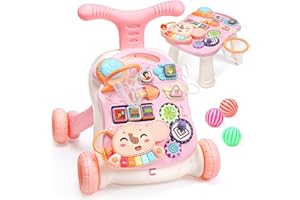 CUTE STONE 2 in 1 Baby Walker, Sit to Stand Learning Walker, Kids Early Educational Activity Center, Multifunctional Removabl