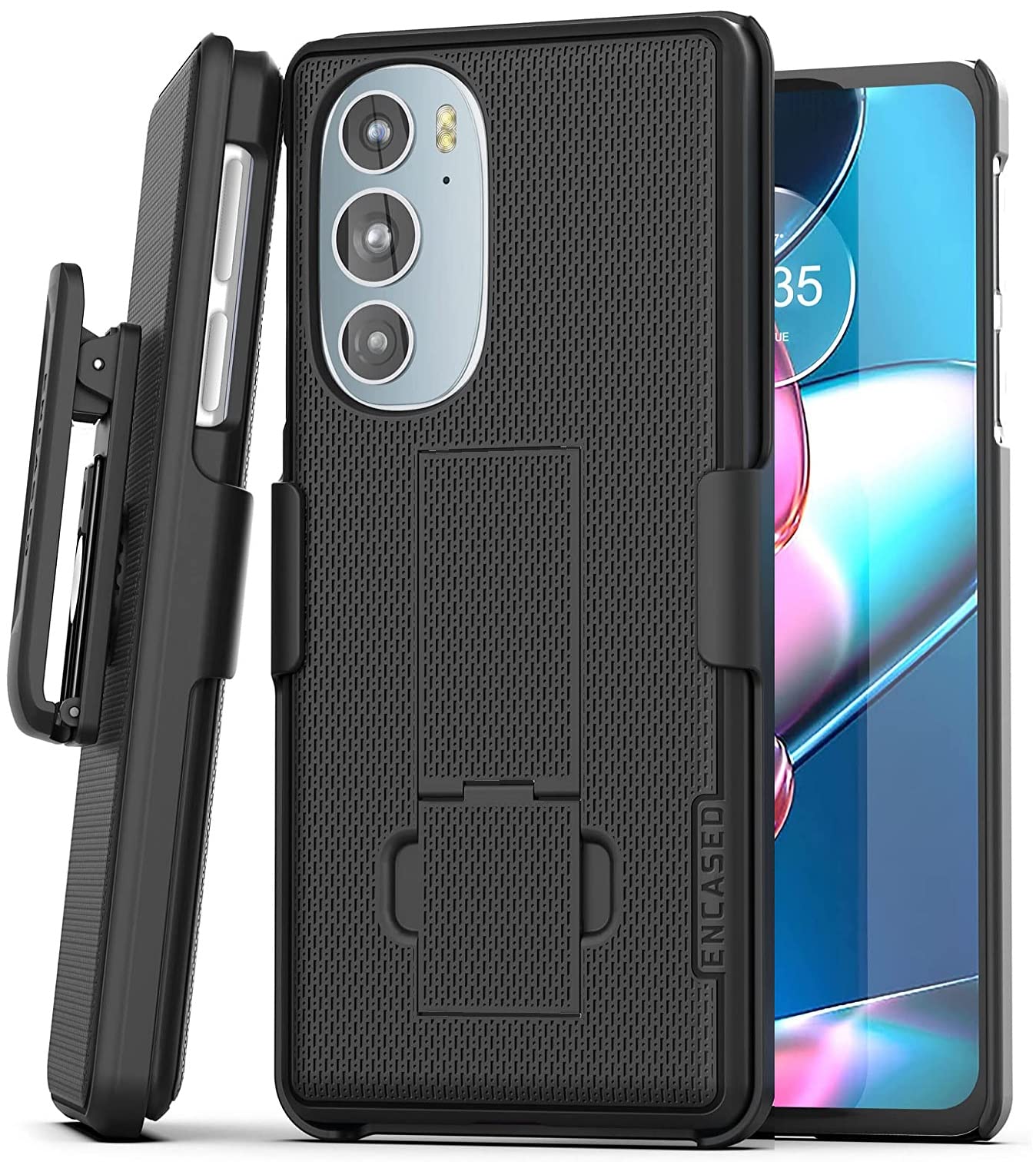Encased DuraClip for Motorola Edge 30 Pro Ultra Slim Cover with Holster for Moto Edge 30 Pro (Black)