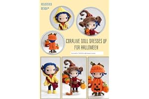 Coraline doll dresses up for halloween: Doll crochet tutorial