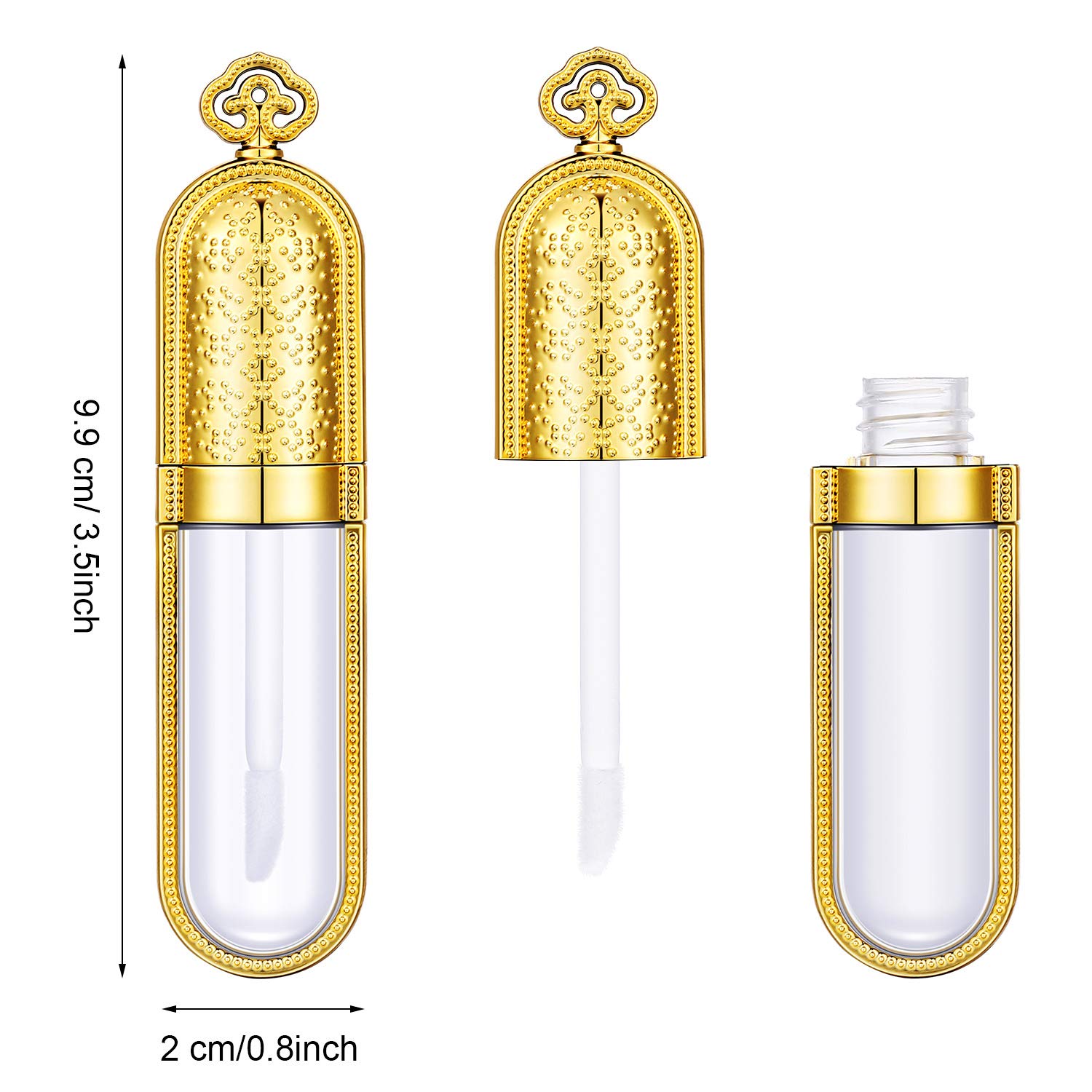 20 Pieces Empty Refillable Plastic Lip Gloss Tube with Refillable Lip Balm Bottle Reusable Sample Bottle Container with 2 Pieces Mini Funnel for Women Girl Lipstick Cosmetic Toiletry, 3 ml (Golden) : Beauty