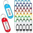 ttstar 58 Pack Plastic Key Tags, Flexible Key Labels with Split Ring Label Window, Key Chain ID Tags, Key Identifiers for Name, Luggage,Pets,Bags,10 Colors