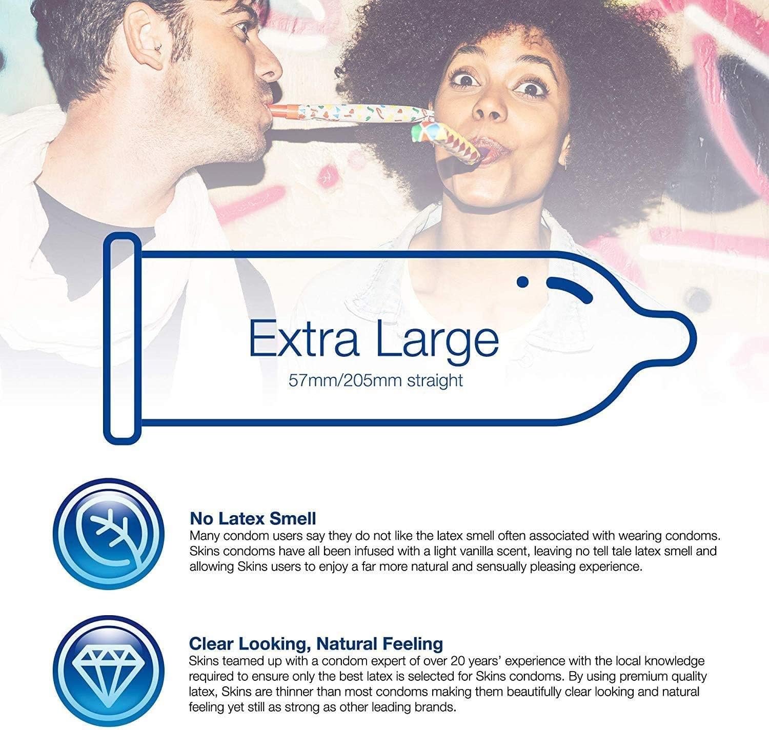 Skins Extra Large XL Condoms - Natural Latex Extra Large Condom; pre lubed for Comfort - 24 Pack (Discreetly Packed in Jiffy Bag) - Image 4