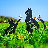 WACLSTDAY Cat Metal Decorative Garden Stakes,Gifts for Women/Men/Cat Lovers,Black Silhouette Statues Garden Decor for Outdoor, Yard Art, Outside,Patio,Forests,Lawn Ornaments