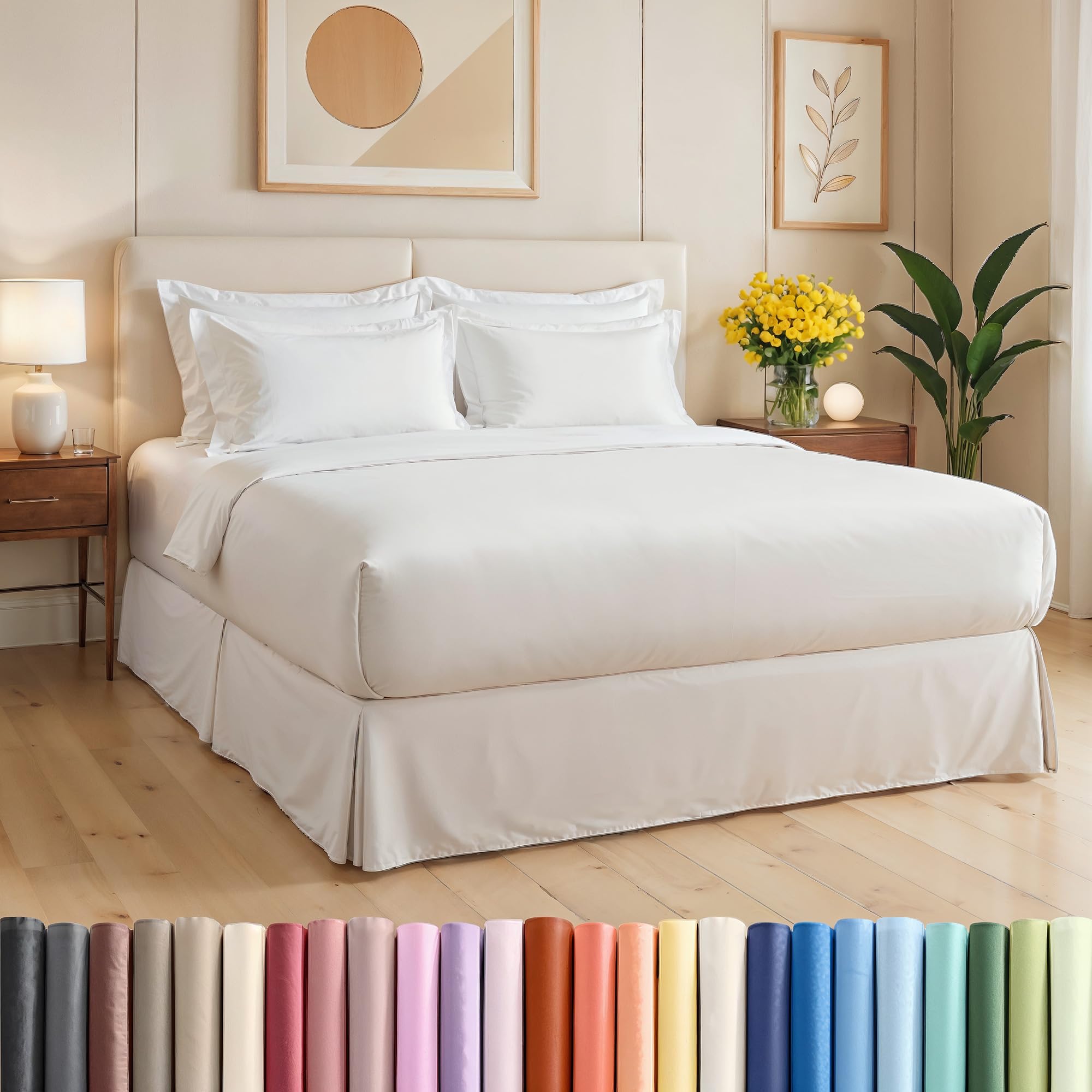 Photo 1 of Pleated Bed Skirt Queen Size - 3 Sided Pleated Bed Skirt Queen - Ultra-Soft, Easy Fit with 12 Inch Tailored Drop - Hotel Quality, Wrinkle Free & Fade Resistant - for Women, Men, Kids & Teens - White