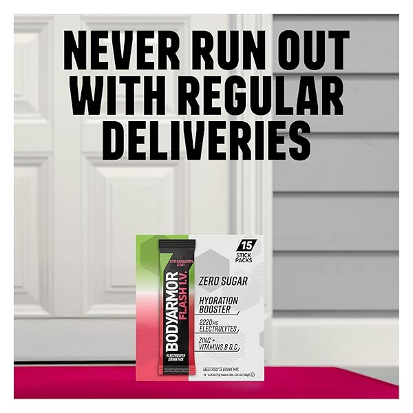 BODYARMOR FLASH IV ELECTROLYTE PACKETS, CUCUMBER LIME – ZERO SUGAR DRINK MIX, SINGLE SERVE PACKS, COCONUT WATER POWDER (6 COUNT)