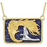 LWQQWL Lapis Lazuli Necklace for Women 925 Sterling Silver Phoenix/Rhino/Whale/Bear/Wolf Pendant Necklace 18k Gold Plated Animal Jewelry Gifts for Women