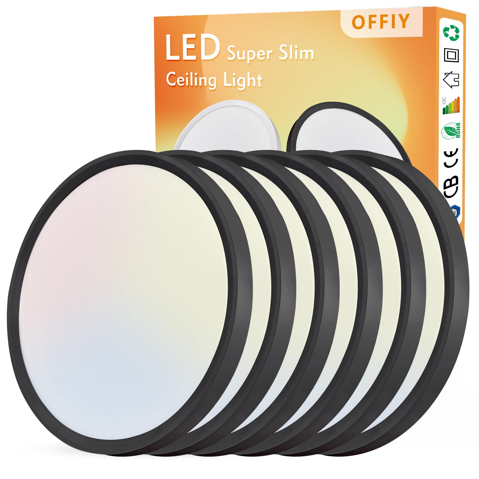 OFFIY 6PK 12 Inch LED Flush Mount Super Slim