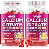 GGMMUU 2 Pack Calcium Citrate Gummies 1200mg, High Absorption Calcium Supplements for Women & Men, Sugar Free Calcium Gummies for B0ne, Muscle & Immune Support, Non-GMO, Raspberry Flavor 120 Count