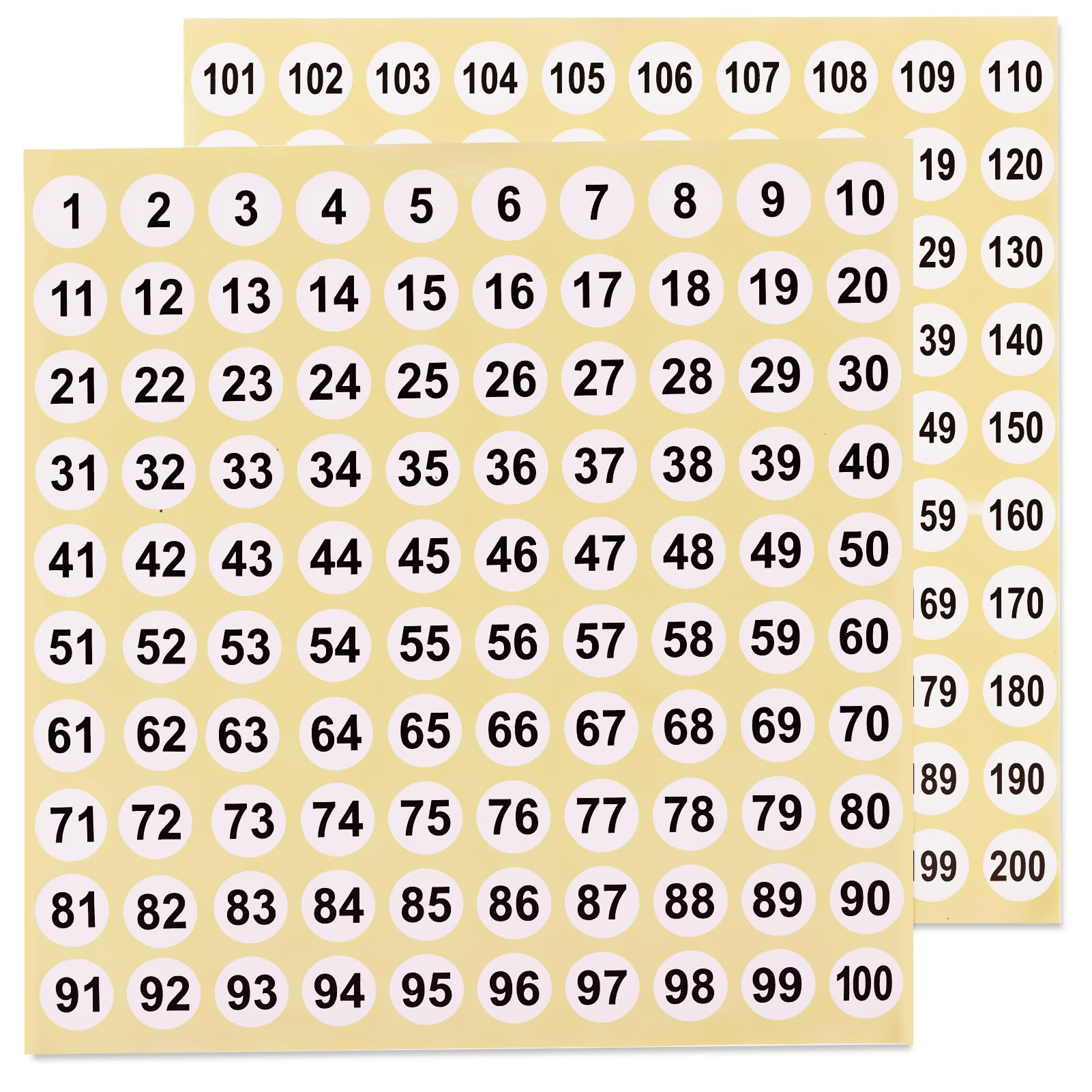 Photo 1 of 50 Sheets 1-200 Number Stickers 0.4 Inch Small Number Stickers 25 Sets Self-Adhesive Consecutive Sticker Numbers Vinyl Numbered Labels Inventory Sticker Decal for Indoor Outdoor, Storage, Organizing