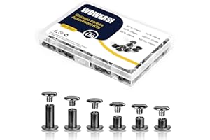 120sets Chicago Screws Kit, 6 Sizes Screw Rivets Gun Metal Chicago Binding Screws for DIY Repair Leather Craft Belt Bag Shoes