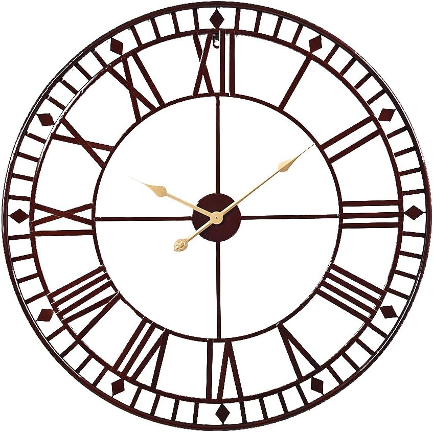 Feifeiyo 1 x 80 Cm Roman Numerals Skeleton Clock Retro Chic for Outdoor &Indoor