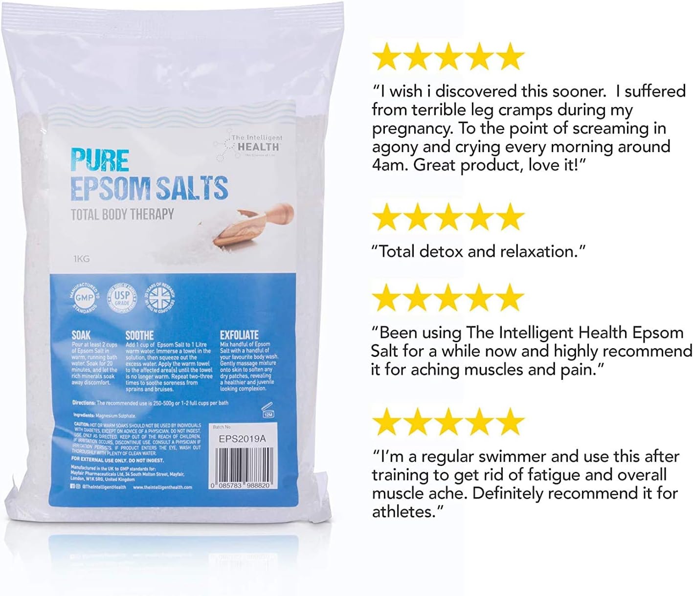 Pure Epsom Salts | Magnesium Sulphate Bath Salt | 5kg Pack | Soothing