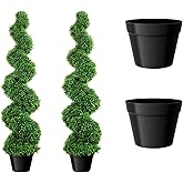 5' Artificial Boxwood Spiral Topiary Trees, Artificial Green Plant with Replaceable Leaves, All-Year Green Fake Plant Topiary Trees for Decorative/Indoor/Porch/Garden, Free Returns! (5Ft)