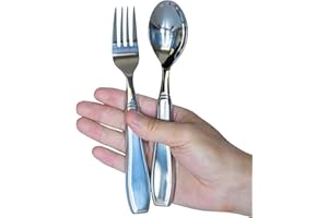 MiloZen Weighted Utensils for Hand Tremors, Adaptive flatware Stainless Steel Spoon and Fork Set for Elderly, Arthritis, Parkinson’s, Pack of 2
