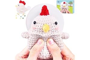 Crochetta Crochet Kit for Beginners, Squeeze Bubble Amigurumi Crocheting Kits w Step-by-Step Video Tutorials, Knitting Starter Supplies for Adults Kids, Anxiety Relief Bubble Chicken (40%+ Yarn)