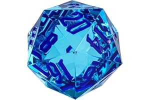 Poludie 55mm 20 Sided DND Dice, Giant D20 D&D Polyhedral Dice Large D20 with Die Gift Box for Dungeons and Dragons, RPG Table Games (Transparent Blue/Blue Numbers)