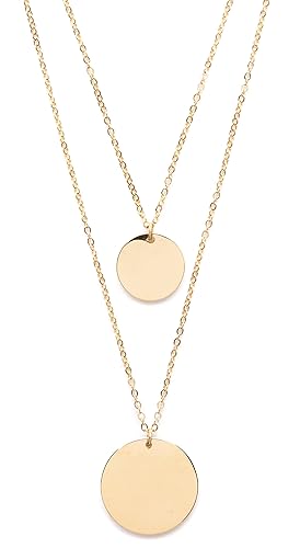 Happiness Boutique Damen Mehrreihige Kette mit Kreis Anhängern in Goldfarbe | 2 Reihige Kette Runde Plättchen Anhänger