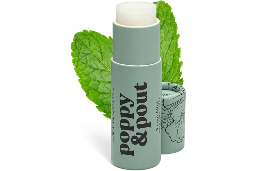 Poppy & Pout Sweet Mint A Jumbo Lip Balm | All Natural Lip Balms & Moisturizers | Hydrates with Beeswax, Vitamin E, Organic Coconut Oil | Cruelty-Free | Lip Balm in Recyclable Cardboard Tube