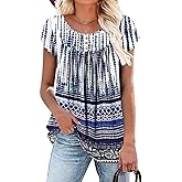 BETTE BOUTIK Women's Summer Tunic Tops Flowy Flare Botton Down Shirts Blouses S-3XL