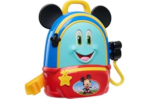 Disney Junior Mickey Mouse Funhouse Adventures Backpack, 5 Piece Pretend Play Set with Lights and Sounds Accessories, Kids Toys for Ages 3 Up by Just Play