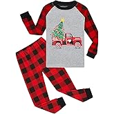 Little Hand Little Boys Long Sleeve Christmas Pajamas Plaid Pant Serts Kids Dinosaur Xmas Pjs Clothes for Toddler 2-7 Years