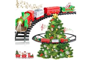 Hanging Christmas Train Set - VATOS 2 in 1 Christmas Train Toy with Light Sound for Kids, Train Toy Set Around & Under The Christmas Tree, Best Indoor Christmas Decoration for Family Yard Garden