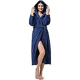 SIORO Womens Terry Cottton Long Cloth Robes, Hooded Plush Soft Absorbent Bathrobe, Full Length Spa Colth for Shower, Hot Tub