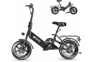 DYU Electric Bike for Adults Teens, Folding Electric Bicycle,Commuter City E-Bike with 350W Motor and 36V 7.5Ah Battery,3 Levels Assist, Dual Disc Brakes,14/16" Foldable ebike with Pedals