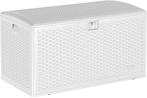 Garvee Outdoor Storage Box, 73 Gallon Deck Box for Patio Furniture Cushions, Waterproof Resin Outdoor Organizer Lockable with