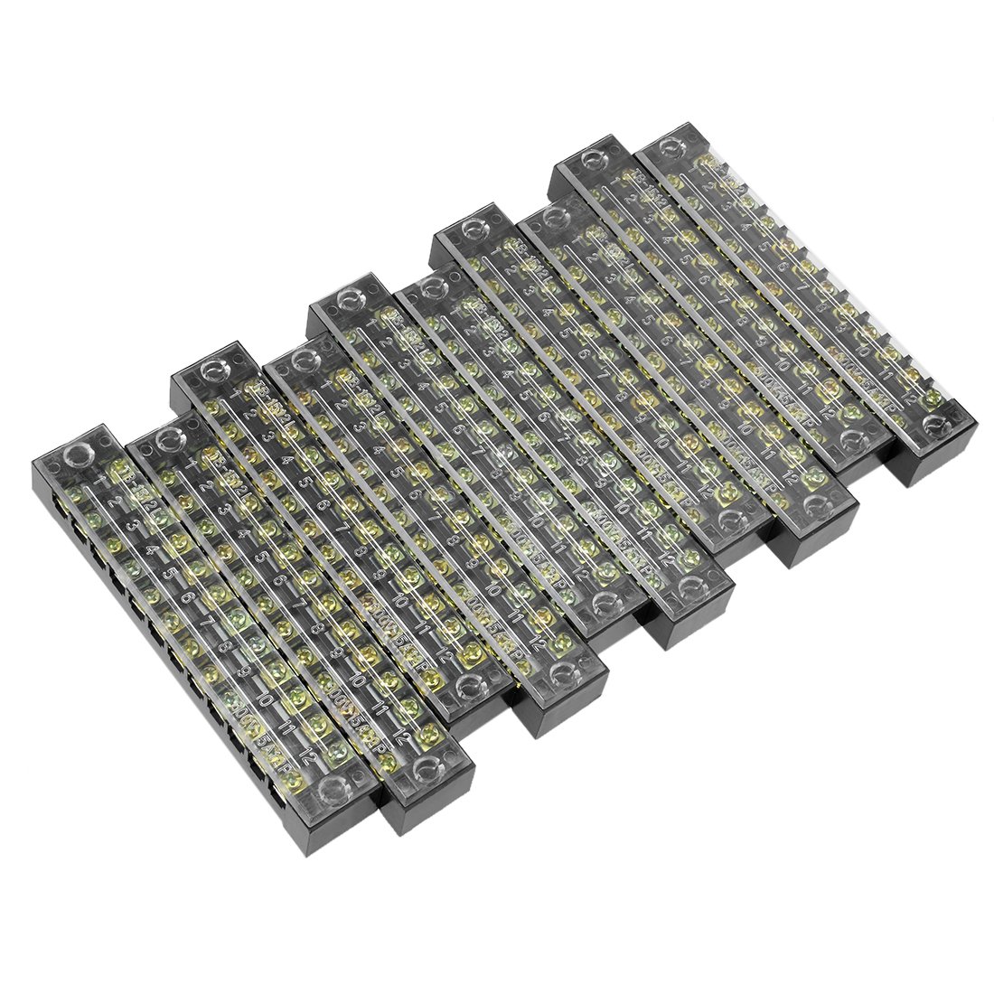 Sourcingmap 10 Pcs 12 Positions Dual Rows 600V 15A Wire Barrier Block Terminal Strip TB-1512L
