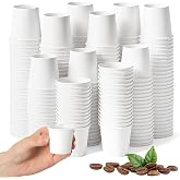 Acellegic 100 Pack 2oz Mini Espresso Coffee Cups Disposable, White Paper | Small Kraft Paper Espresso Cups for Hot Cold Beverages, Coffee Tea Juice, Home Office Party Picnic Use, Small Portion Serving