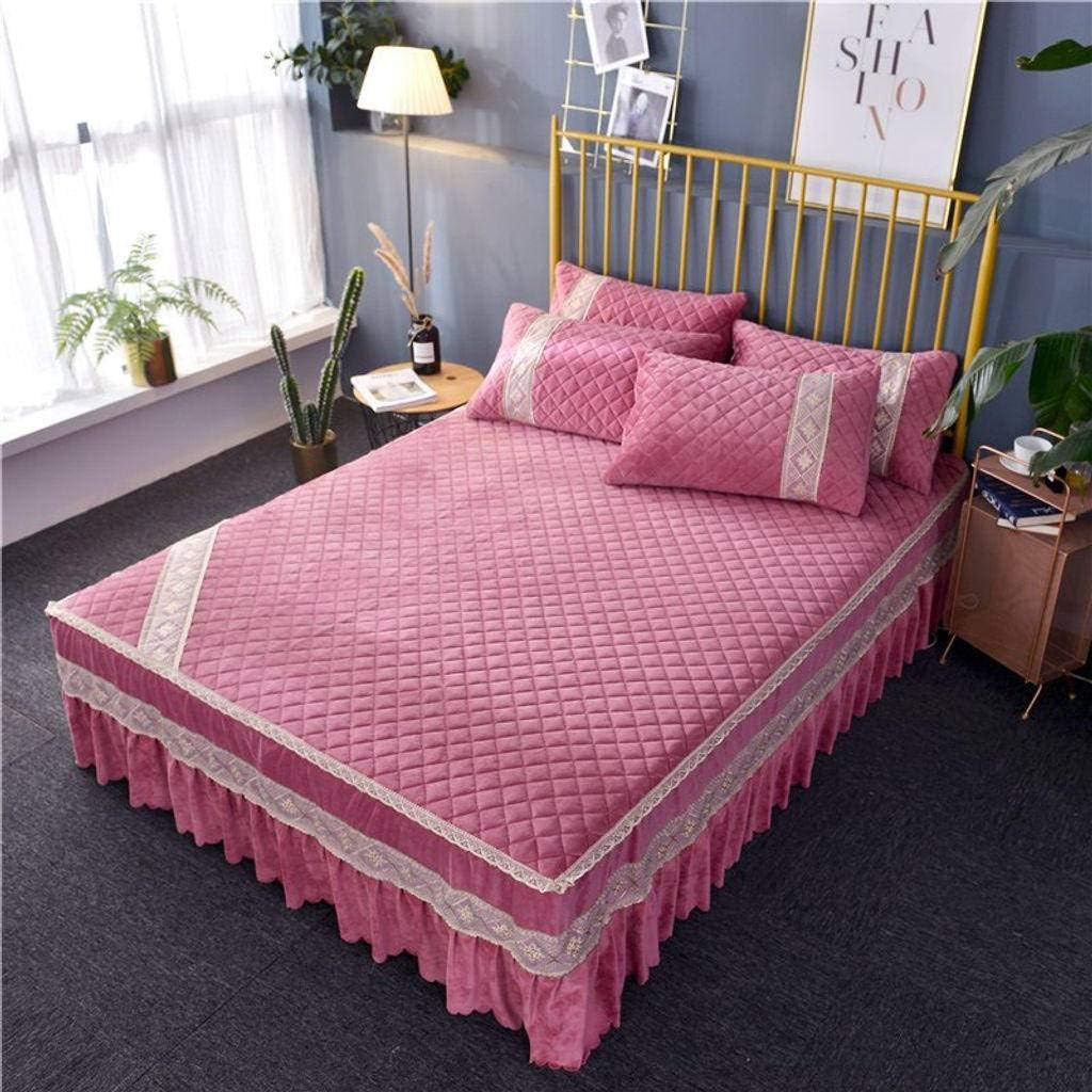 QUNCUNG Terciopelo Colchón Cubierta Protectora Falda De Cama,Acolchado