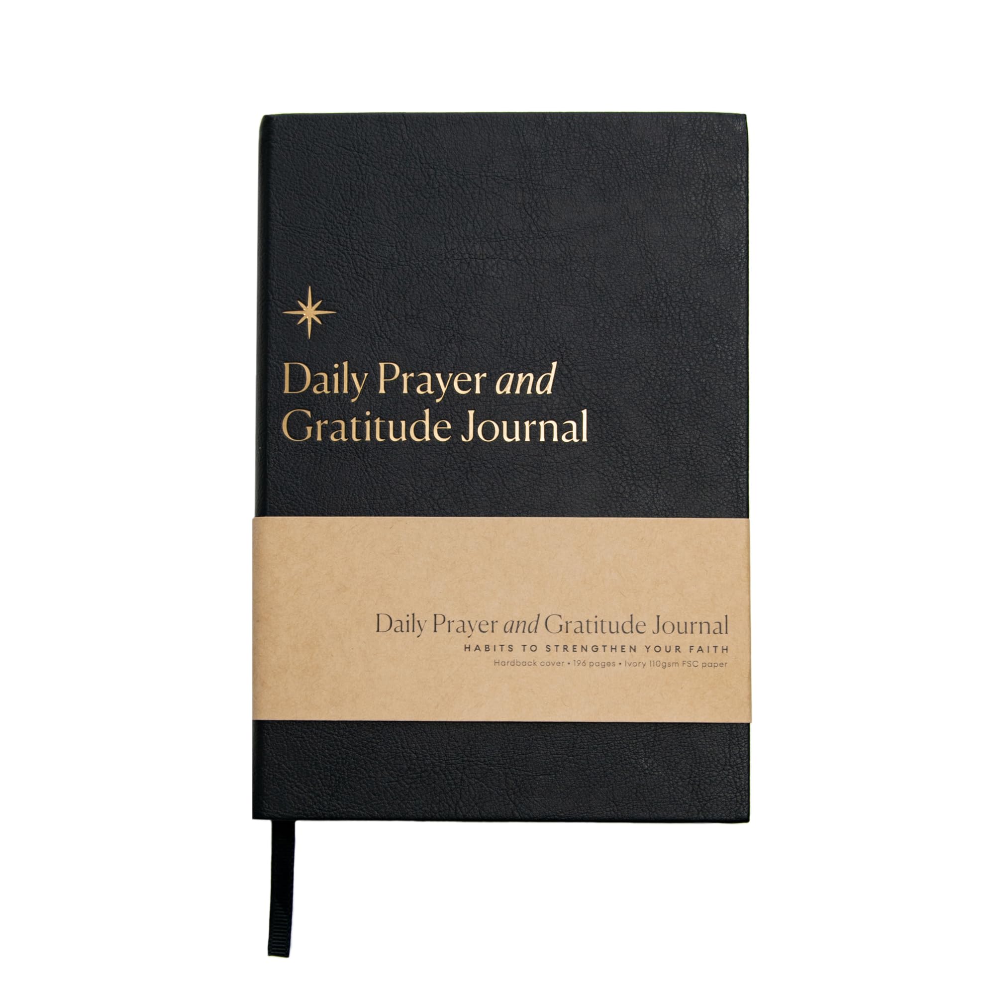 Daily Prayer & Gratitude Journal - 6 Months | Black Leather Day by Day Planner for Bible Affirmations & Prayer Requests | Positivity Journal for Study & Praying | Religious Gift