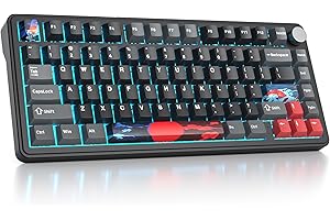 Surmen M75 75% Wireless Creamy Keyboard with Gasket, Pre-lubed Triple Mode Bluetooth Mechanical Gaming Keyboard BT5.0/2.4Ghz/