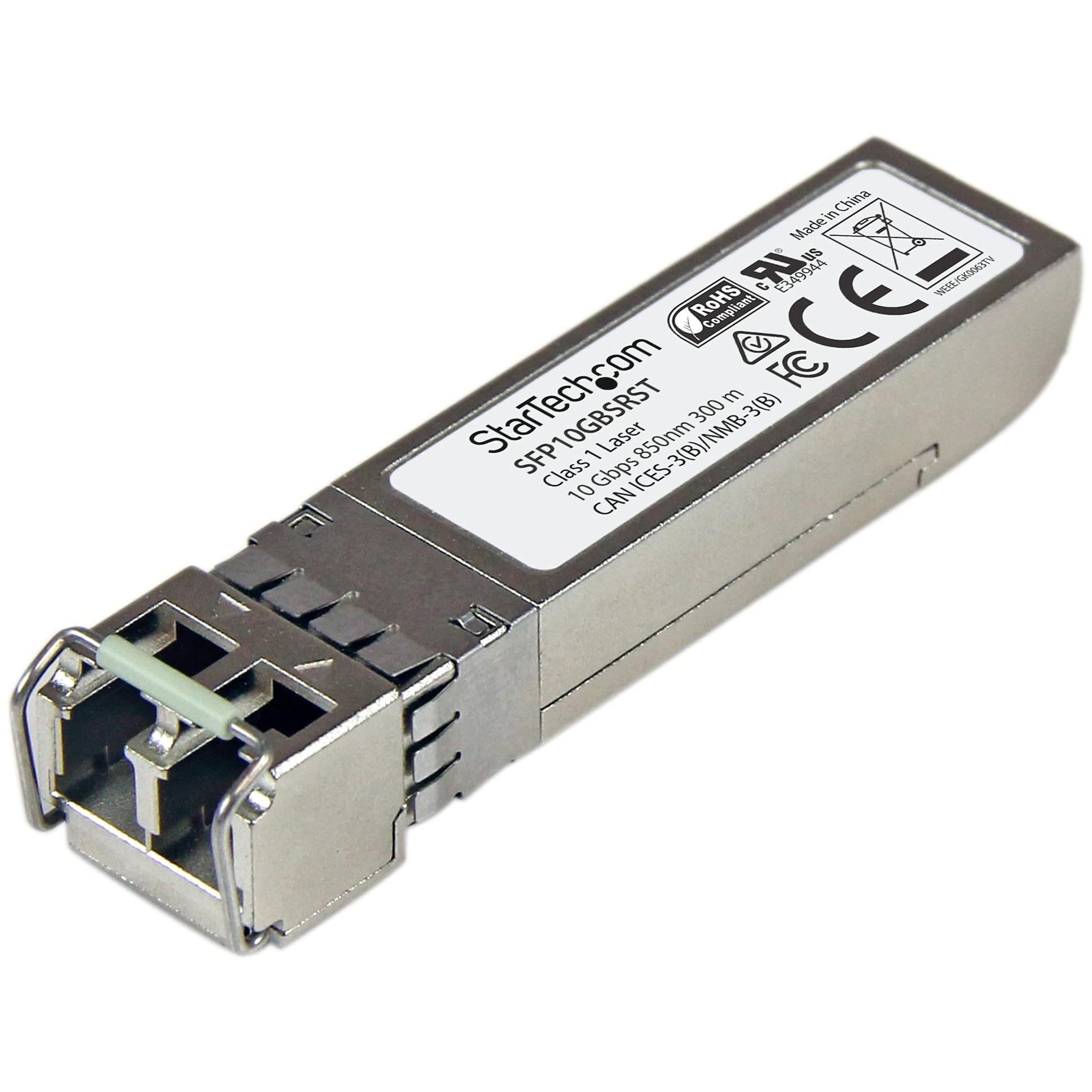 StarTech.com MSA Uncoded Compatible SFP+ Module - 10GBASE-SR - 10GbE Multi Mode Fiber (MMF) Optic Transceiver - 10GE Gigabit Ethernet SFP+ - LC 300m - 850nm - DDM (SFP10GBSRST)