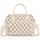 OYLOLA Lunch Bag Women Lunch Box for Women Adult Cute Insulated Lunch Bag Lager Cooler Lunch Tote Bags for Work Picnic (Beige-Brown Plaid)
