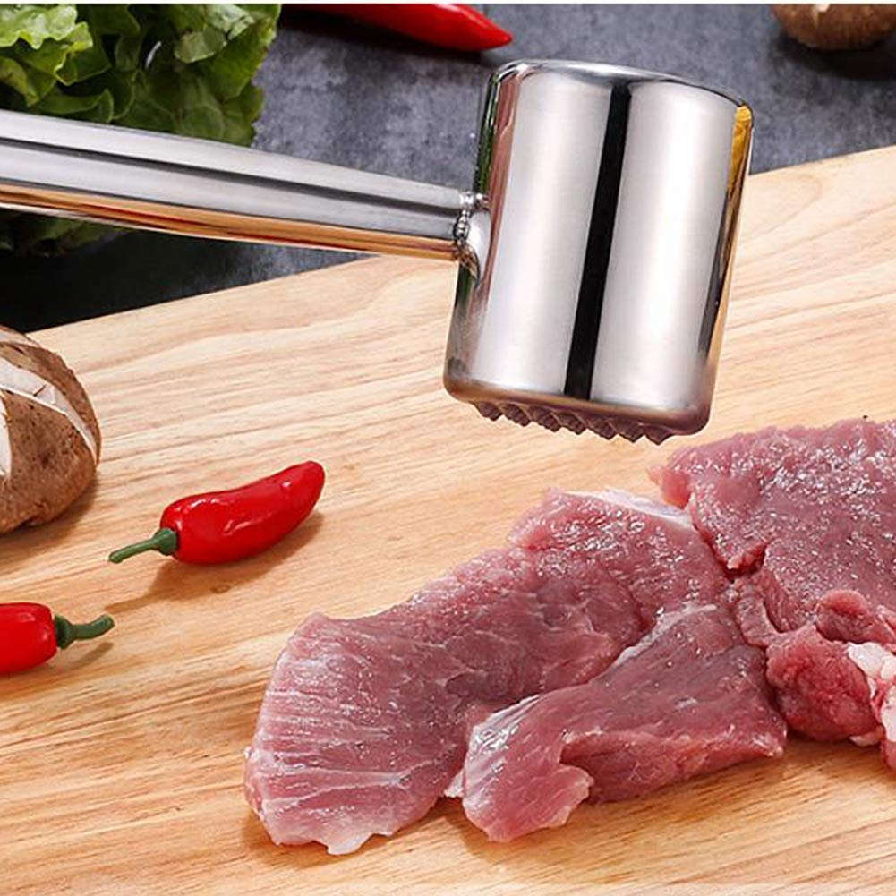 Meat Tenderiser Hammer for Kitchen & BBQ, Stainless Steel Tenderizer Meat Hammer Pounder Dual-Sided Meat Mallet for Steak Pork Beef Chicken Meat kitchen Tool