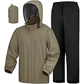 iCreek Rain Suit Waterproof Hooded Rain Gear Breathable Lightweight Packable Rain Jacket Pants Men Women for Hiking Fish Golf