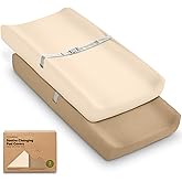 2-Pack Organic Changing Pad Covers for Girl, Boy, Neutral - 100% Cotton Changing Table Pad Cover, Soft Baby Nursery Diaper Changing Pad Sheets, Contour Changing Pads Liners, Change Pad Cover (Pecan)